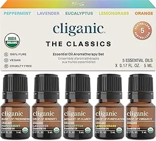 Cliganic Organic Essential Oils Set (Top 5