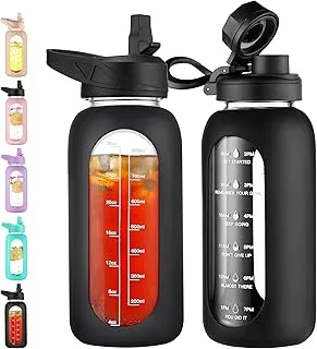 CIVAGO 32 oz Glass Water Bottle with Straw and