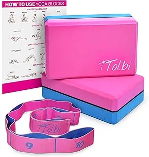 Yoga Blocks 2 Pack with Strap & Guide – Non-Slip