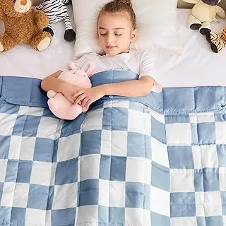 Yescool Blue Checkered Weighted Blanket 5 Pounds